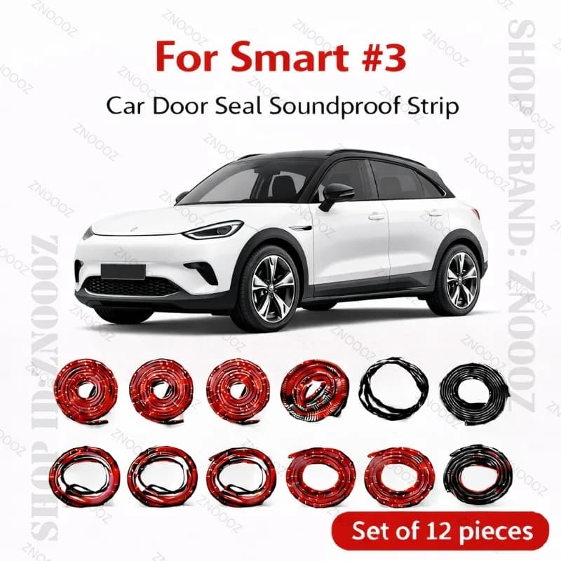 Per Smart # Set di 12 Guarnizioni per Porte Auto in Gomma a Doppio Strato, Insonorizzanti, Antipolvere e Impermeabili