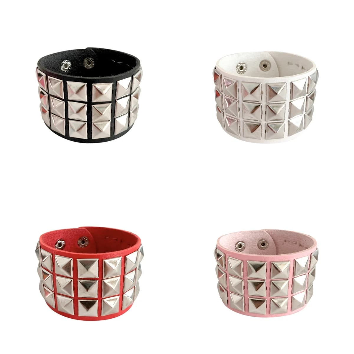 Unisex Bracelet in PU Leather with 3 Square Bolts Files, Hip Hop Style, Punk, Gothic, Rock, Men's Jewelry Accessories