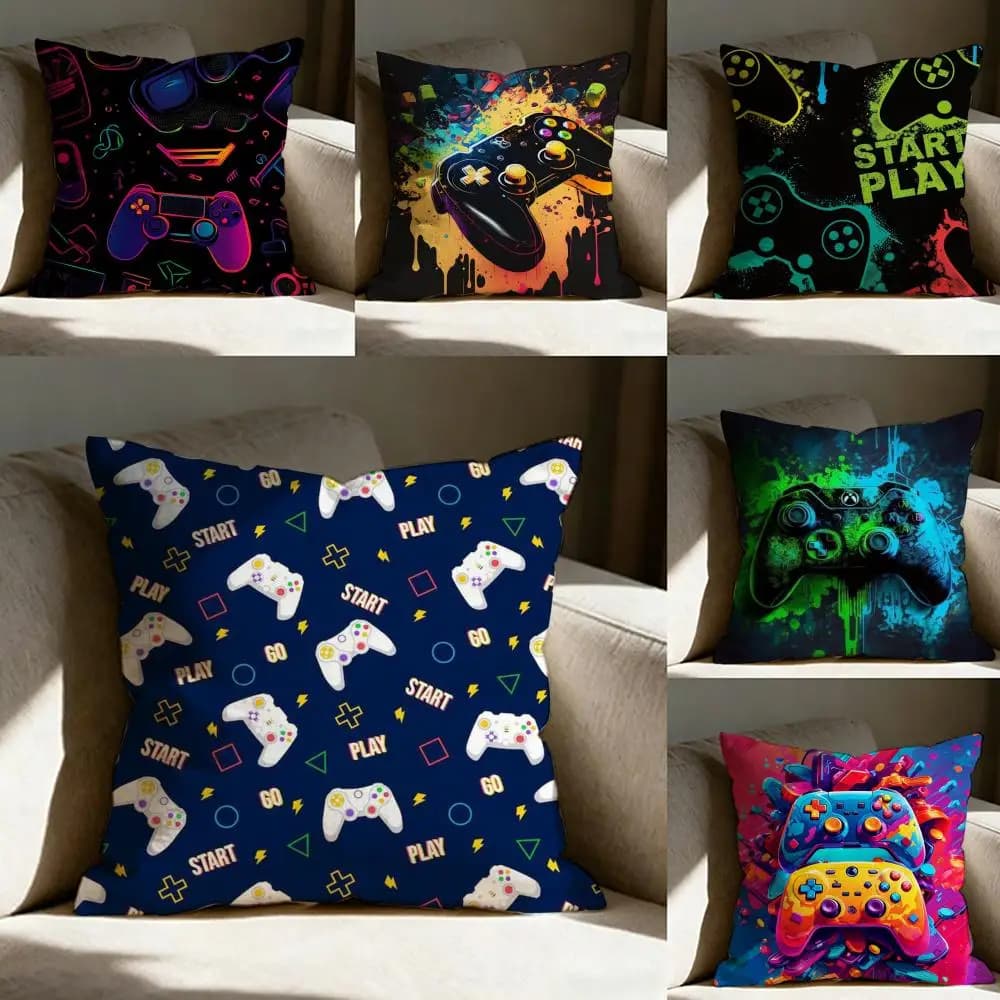 Fodera per cuscino Hot Colorful Game Gamepad, stampata su entrambi i lati, cuscino per divano, cuscino per testiera della camera da letto