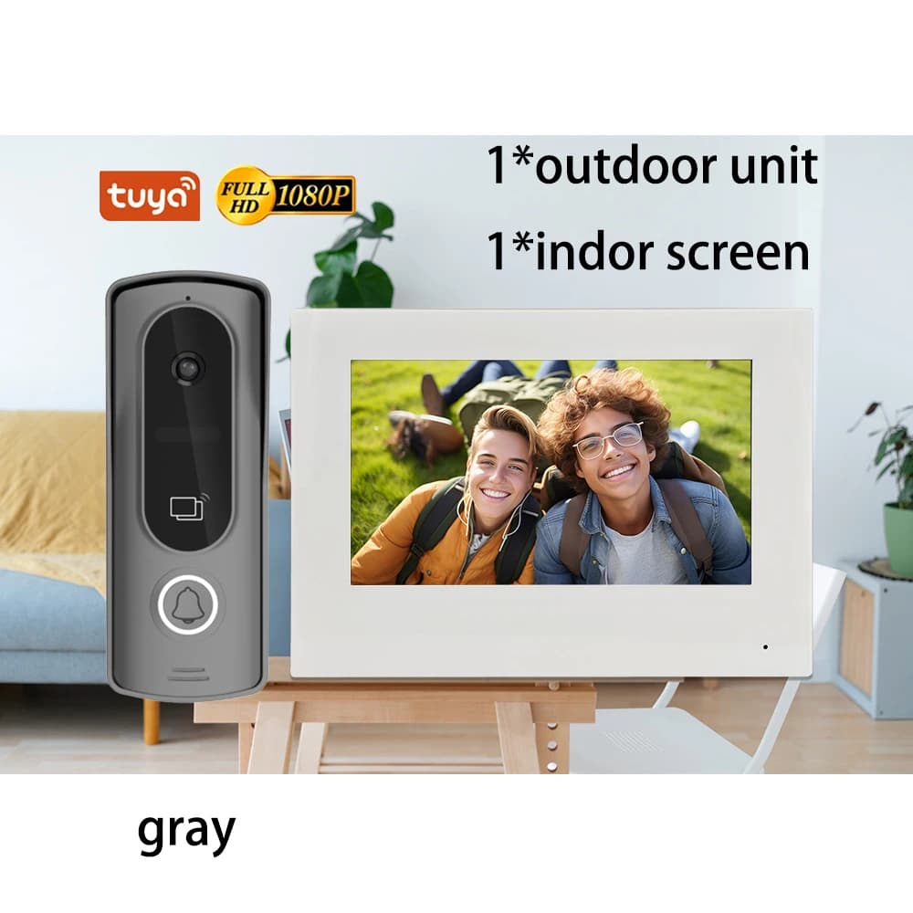 Tuya 4 Wire Smart Home Door Security System Tuya Wifi Video Intercom Video Door Phone 7'' Color Touch Screen Camera Doorbell