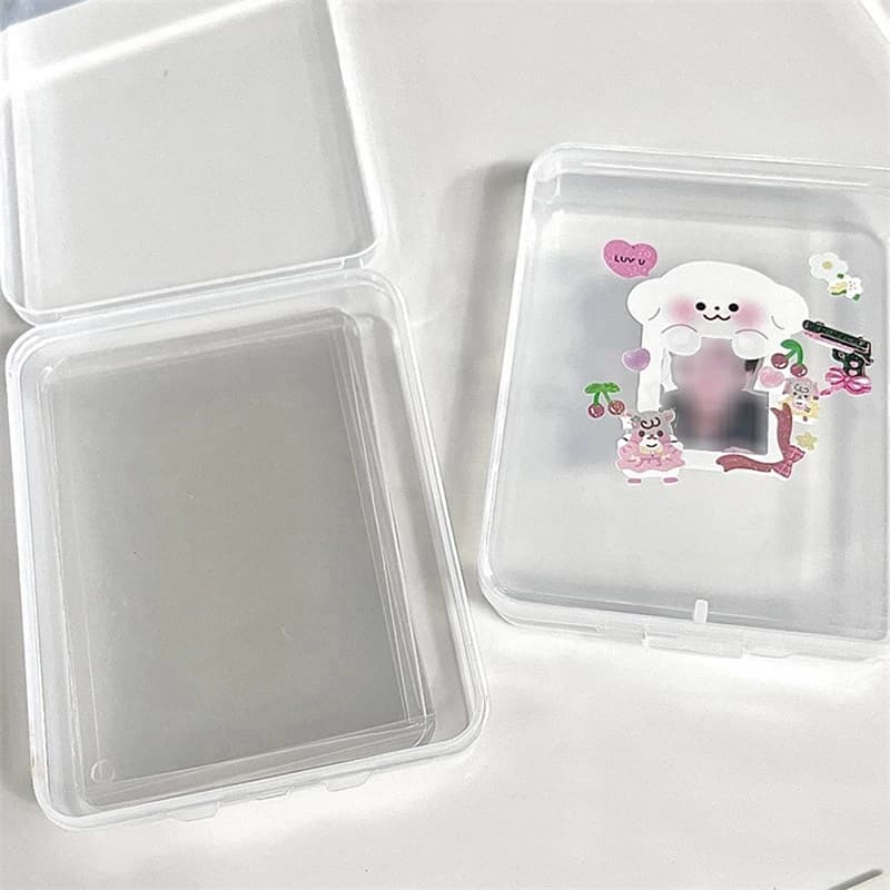 INS scatola portaoggetti in plastica trasparente scatola portaoggetti per fotocellula Kpop scatola portaoggetti per raccolta di carte fotografiche cancelleria scolastica