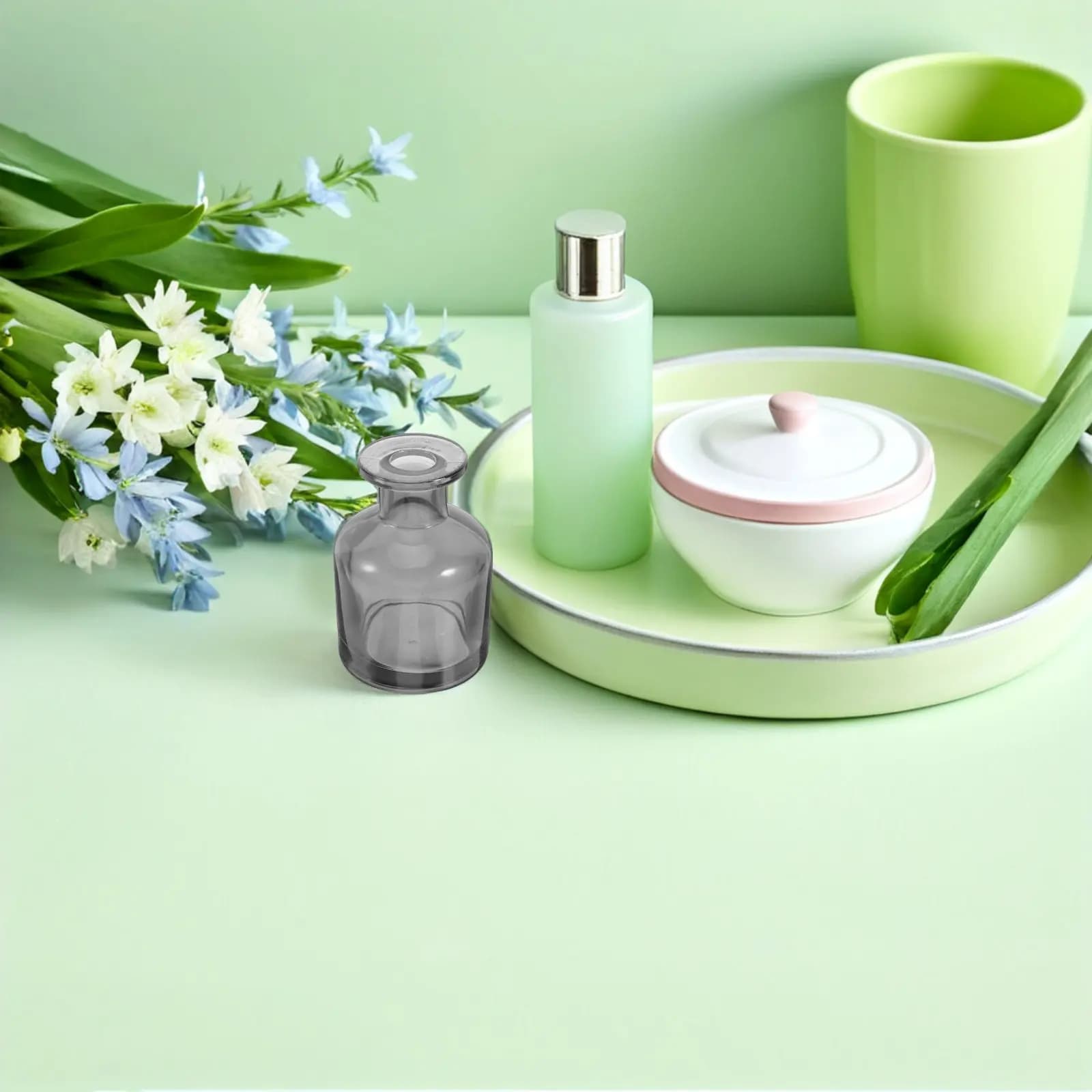 2 Bottiglie in Vetro per Diffusore di Aromi da 100ml, Cilindriche, Antigoccia, Contenitori per Aromaterapia, Diffusore di Oli Essenziali Ricaricabile