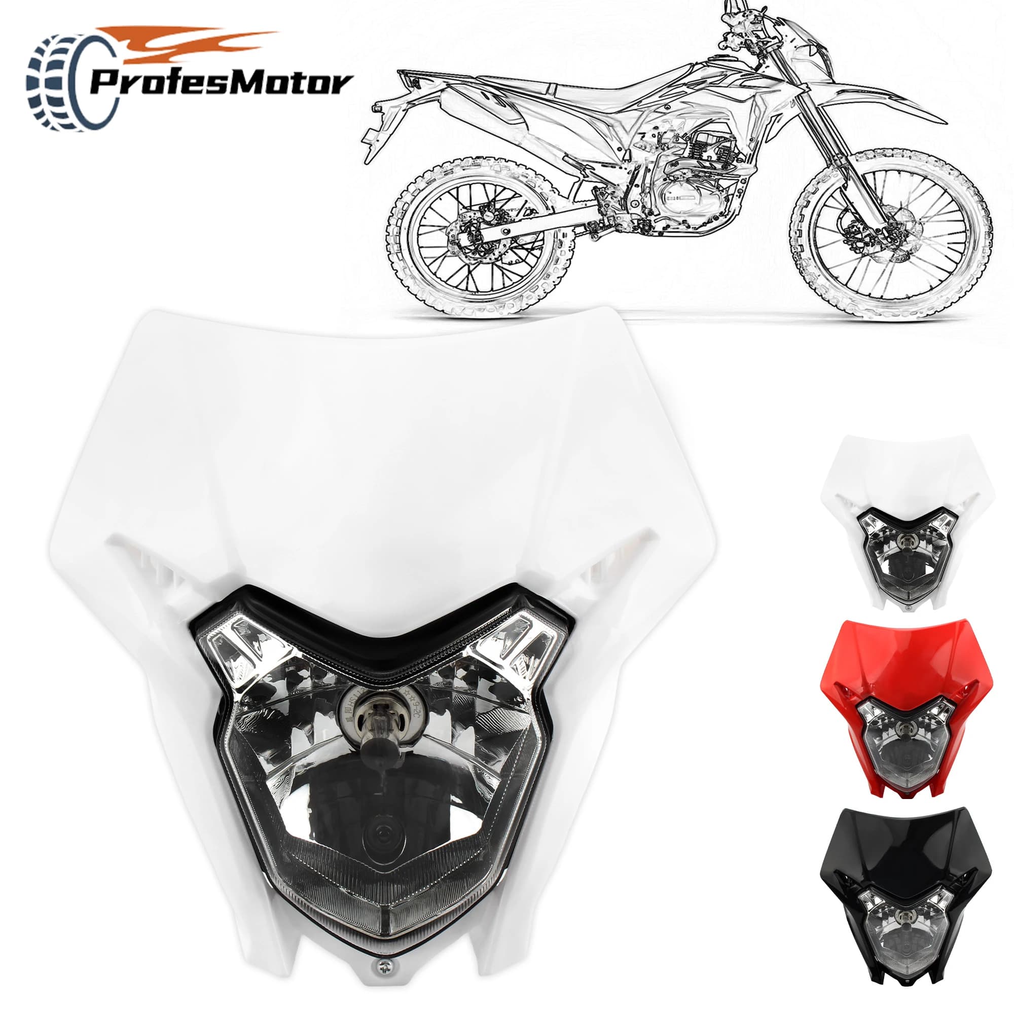 Motorcycle Halogen Headlight for Honda CRF 150 230 250 300 450 DirtBike Enduro Motocross Headlamp Fairing Modified Accessories