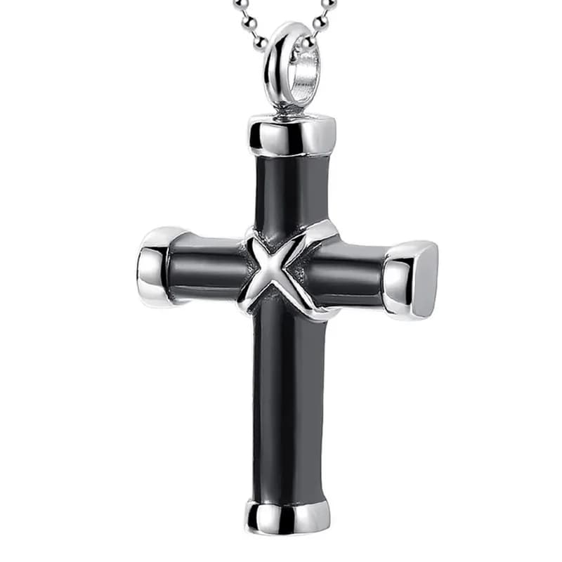 Collana con Bottiglia di Profumo Apribile a Croce, Ciondolo Urna Cineraria in Acciaio Inossidabile al Titanio, Ricordo Commemorativo per Uomini e Donne