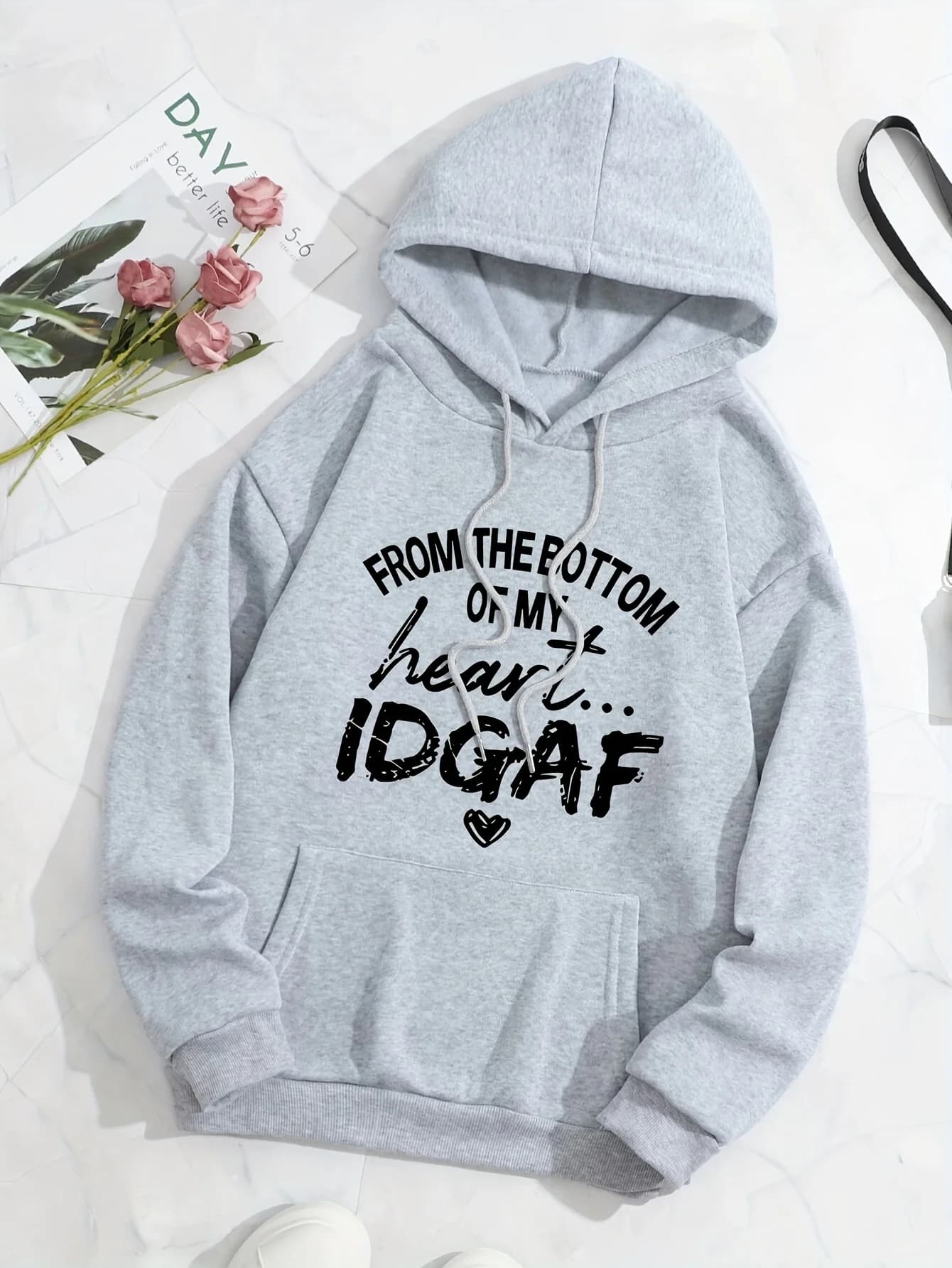 Felpa con cappuccio con stampa di lettere Felpe con cappuccio con coulisse con maniche tascabili casual Felpa da donna Felpa con cappuccio con tasca a marsupio Abiti estetici