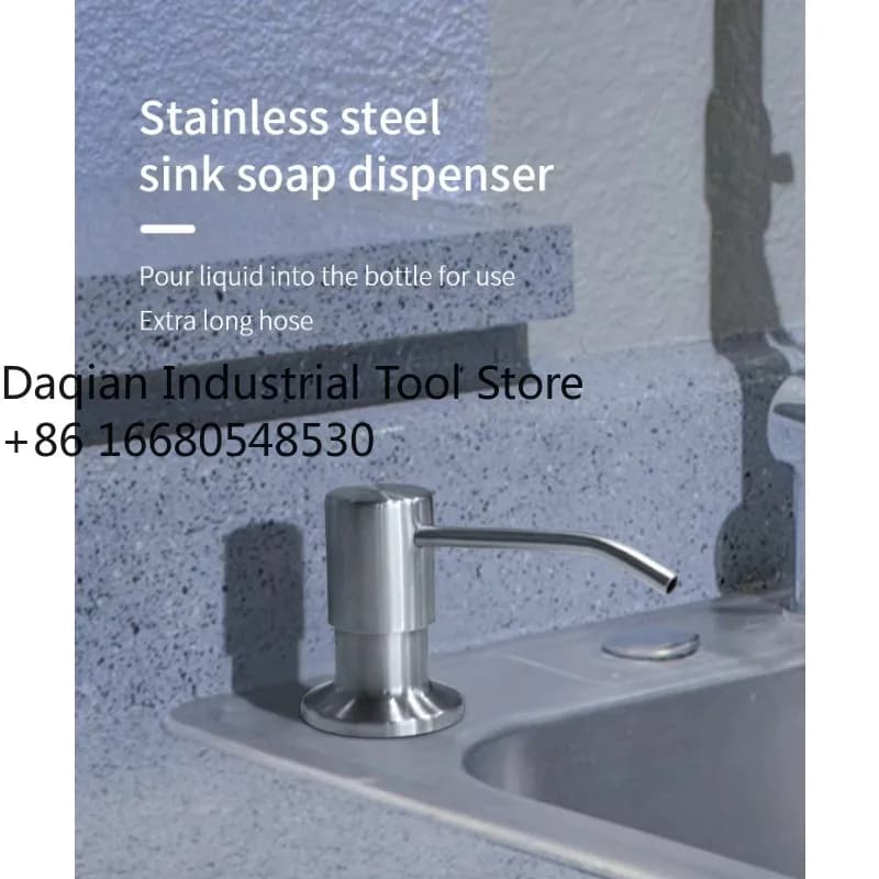 Dispenser di Sapone Liquido da Cucina D5a Integrato in Acciaio Inox Spazzolato per Lavaggio Piatti 1L