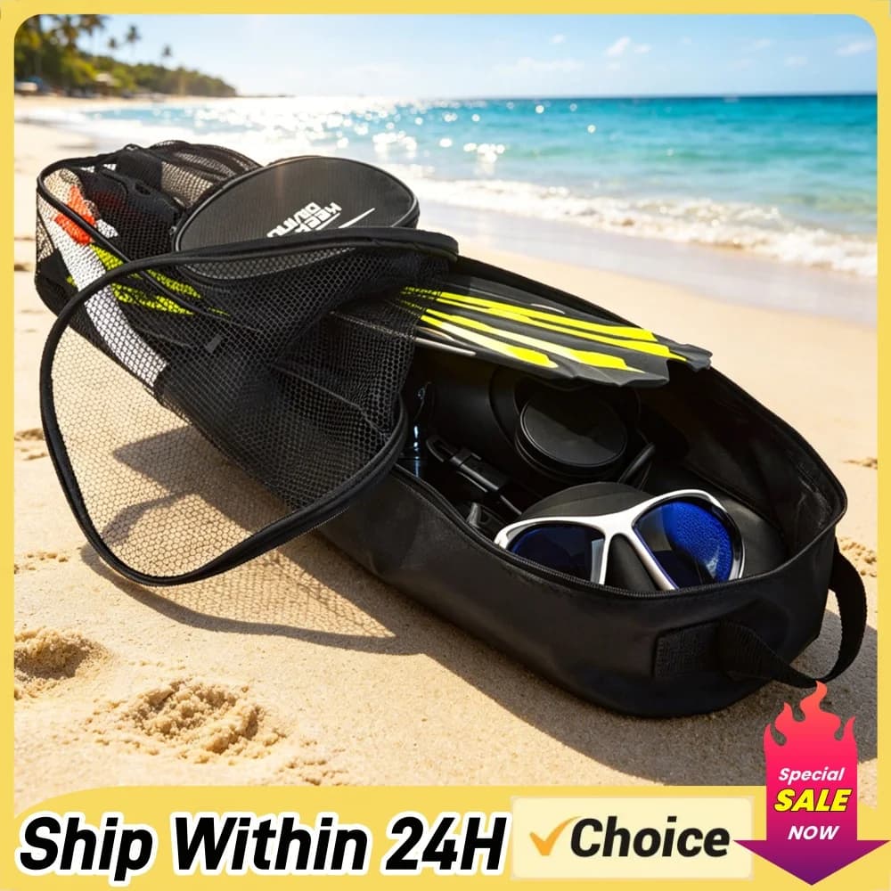 Portable Diving Storage Bags Waterproof Two-Way Zipper Diving Backpack Mesh Travel Storage Backpack For Snorkel Enthusiasts Gift