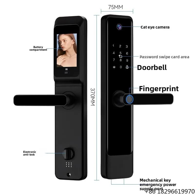 Fingerprint Smart Lock IC Card Password App Key Unlock Aluminum Door Wood Door Apartment Hotel Office Home Bedroom Security