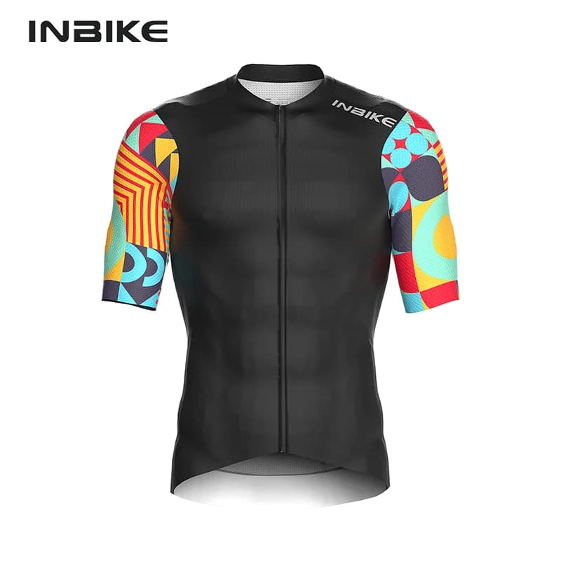 INBIKE Men's Short Sleeve Cycling Shirt MTB Bike Shirts Men's Shorts Quick Drying Bike Set Top Riding Clothing With Pockets