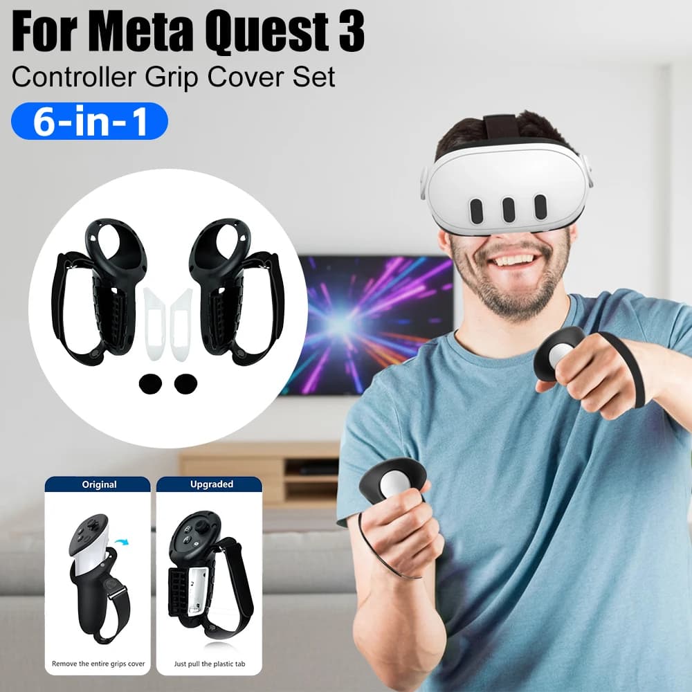 Set di Coperture per Controller Meta Quest 3 con Cinturino da Polso e Copri Joystick, Kit di Protezione in Silicone, Accessori VR