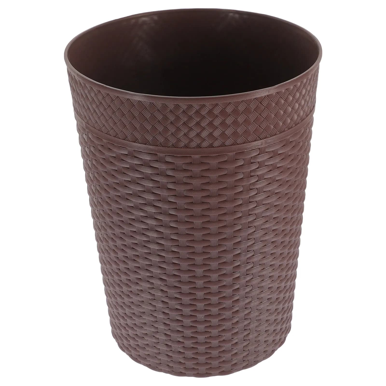Cestino per Rifiuti in Plastica Effetto Rattan con Ampia Apertura per Camera da Letto, Soggiorno, Bagno, Ufficio