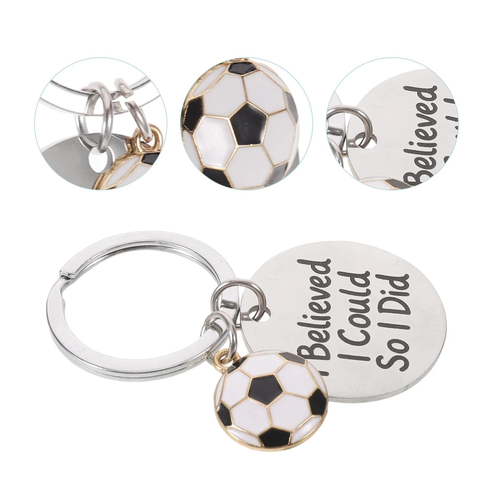 Set di 8 Portachiavi a Forma di Pallone da Calcio in Metallo per Ragazzi, Adolescenti, Atleti, Zaini, Premi per Squadre Sportive, Gadget per Feste