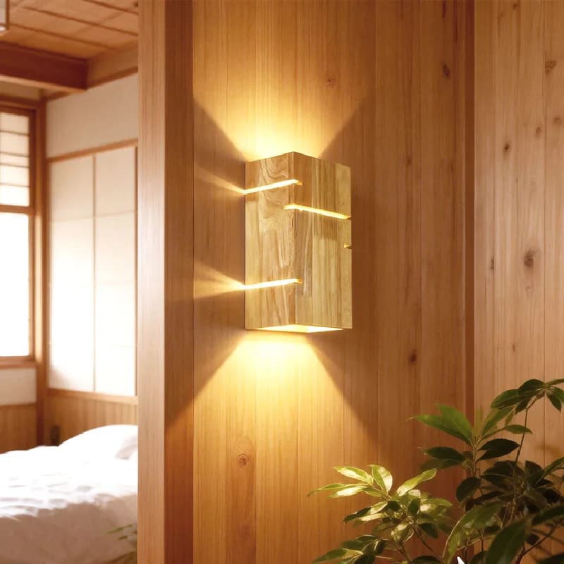 Lampada da Parete Moderna e Creativa, Scatola Quadrata in Legno, Illuminazione per Camera da Letto, Balcone, Scale, Soggiorno