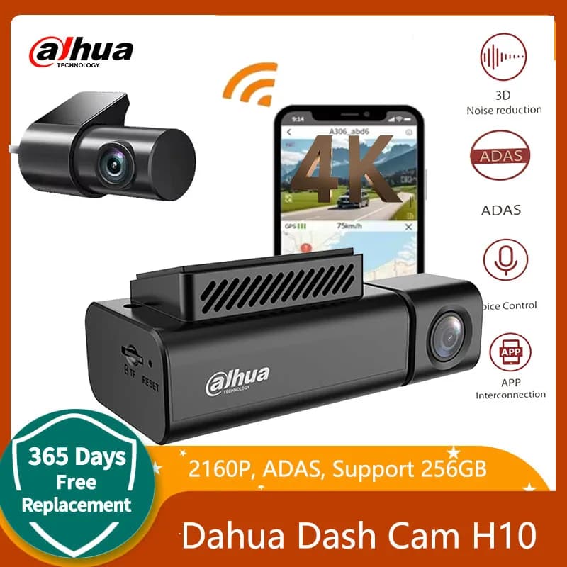 Dahua 4K 3840X2160P Dash cam Mini telecamera registratore Wifi 24H parcheggio doppia lente con 1080P scatola nera per auto DVR videocamera notturna