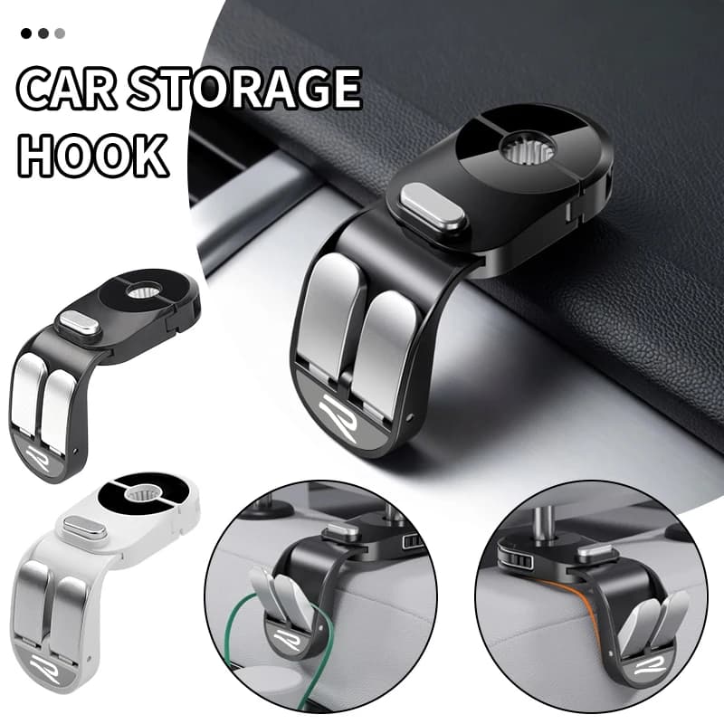 Car Retractable Double Hook Seat Back Storage Hanger Organizer Auto Accessories For Volkswagen VW Passat Golf Tigua CC T-ROC