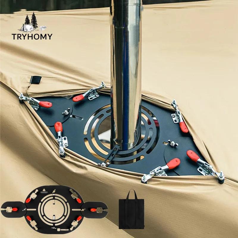 Tent stove Jack camping firewood stove insulation heat protection plate Jack stove with fireplace hole for hot curtain new