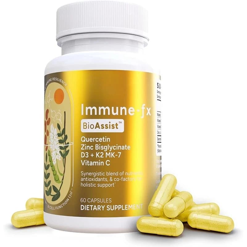 Integratore di supporto per ioni di zinco, contenente bioflavonoidi quercetin, vitamina C antiossidante, D3, K2, 60 capsule vegetariane