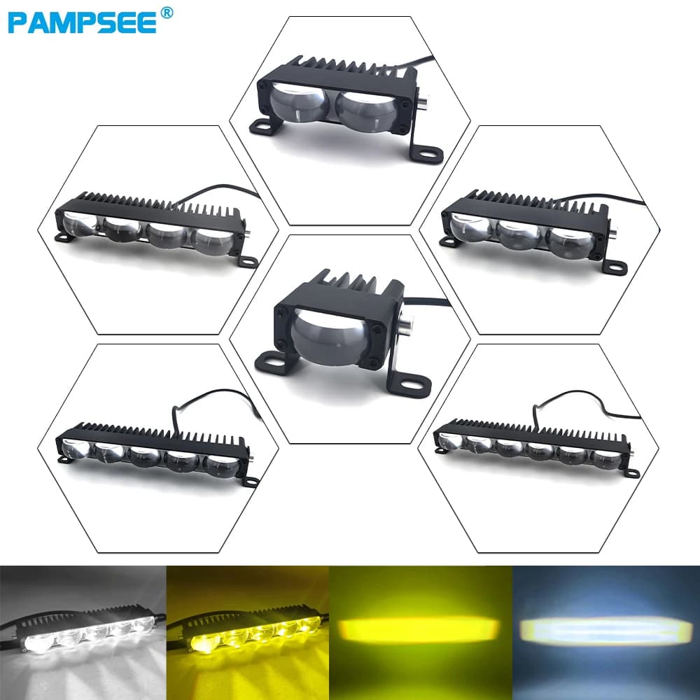 Fari a LED Luci per paraurti Fendinebbia a LED Luci per griglia Mini Luci da lavoro di guida Lente Kit di illuminazione per assistenza per moto per auto 9-36V