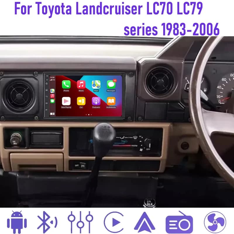 7 "Per Toyota Landcruiser LC70 LC79 serie 1983-2006 Autoradio Wireless Apple Carplay Android 13 Auto Stereo GPS Navi 4 + 64GB BT