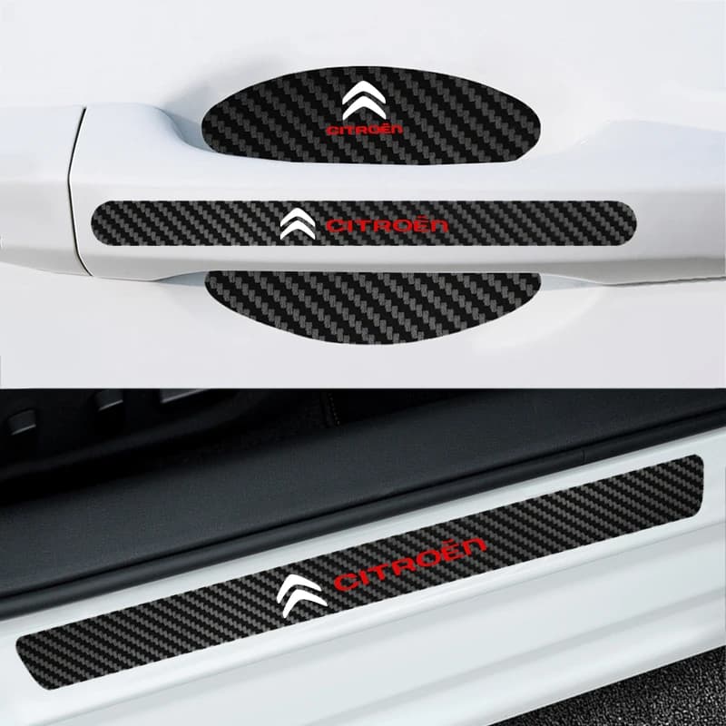 Maniglia della portiera dell'auto Pellicola protettiva Soglia della porta in fibra di carbonio Adesivo antigraffio per Citroen C3 C4 DS4 C5 C5X C-Quatre