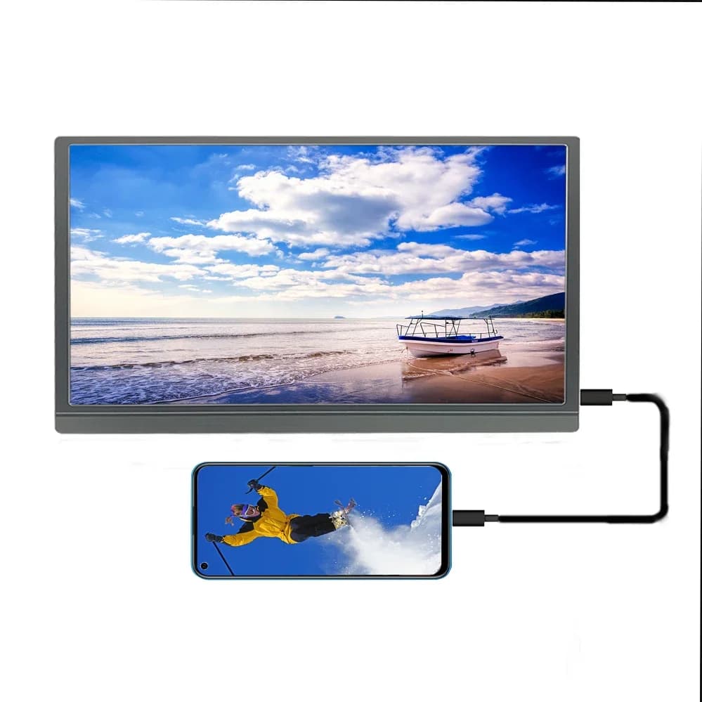 Monitor portatile per laptop Schermo per la cura degli occhi IPS da 15,6 pollici 1080P con supporto 180 ° Monitor esterno regolabile per laptop, telefono, Mac