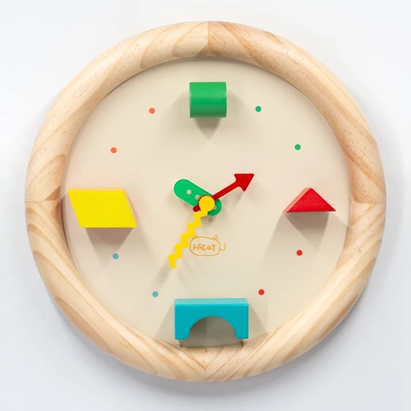 Divertimento orologio da parete a blocchi di costruzione orologio da parete in legno massello silenzioso soggiorno camera da letto sala da pranzo decorazione semplice ed elegante