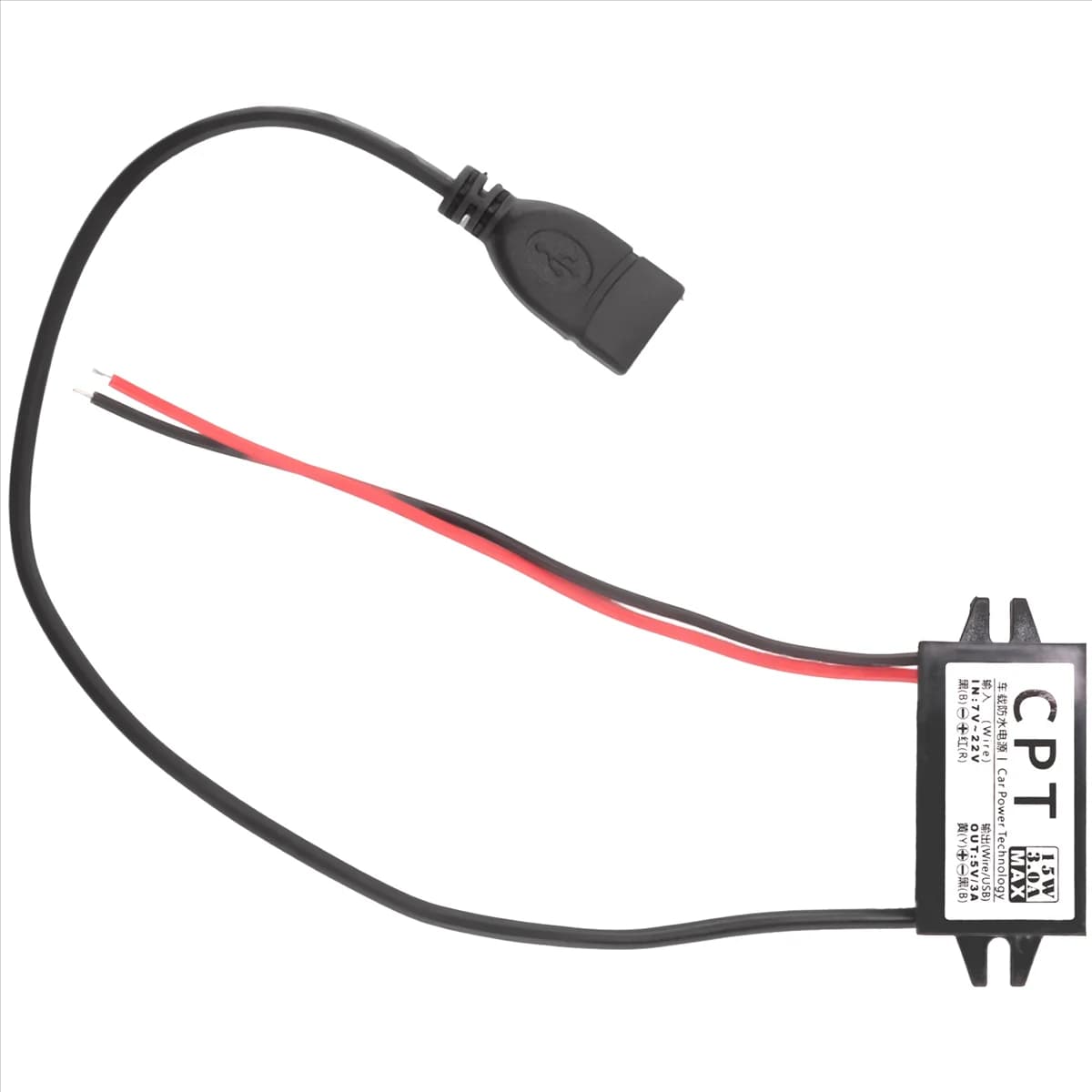 B03B-Car Power Converter DC 12V to 5V 3A voltage converter with single USB adapter connectors for car charging Audio