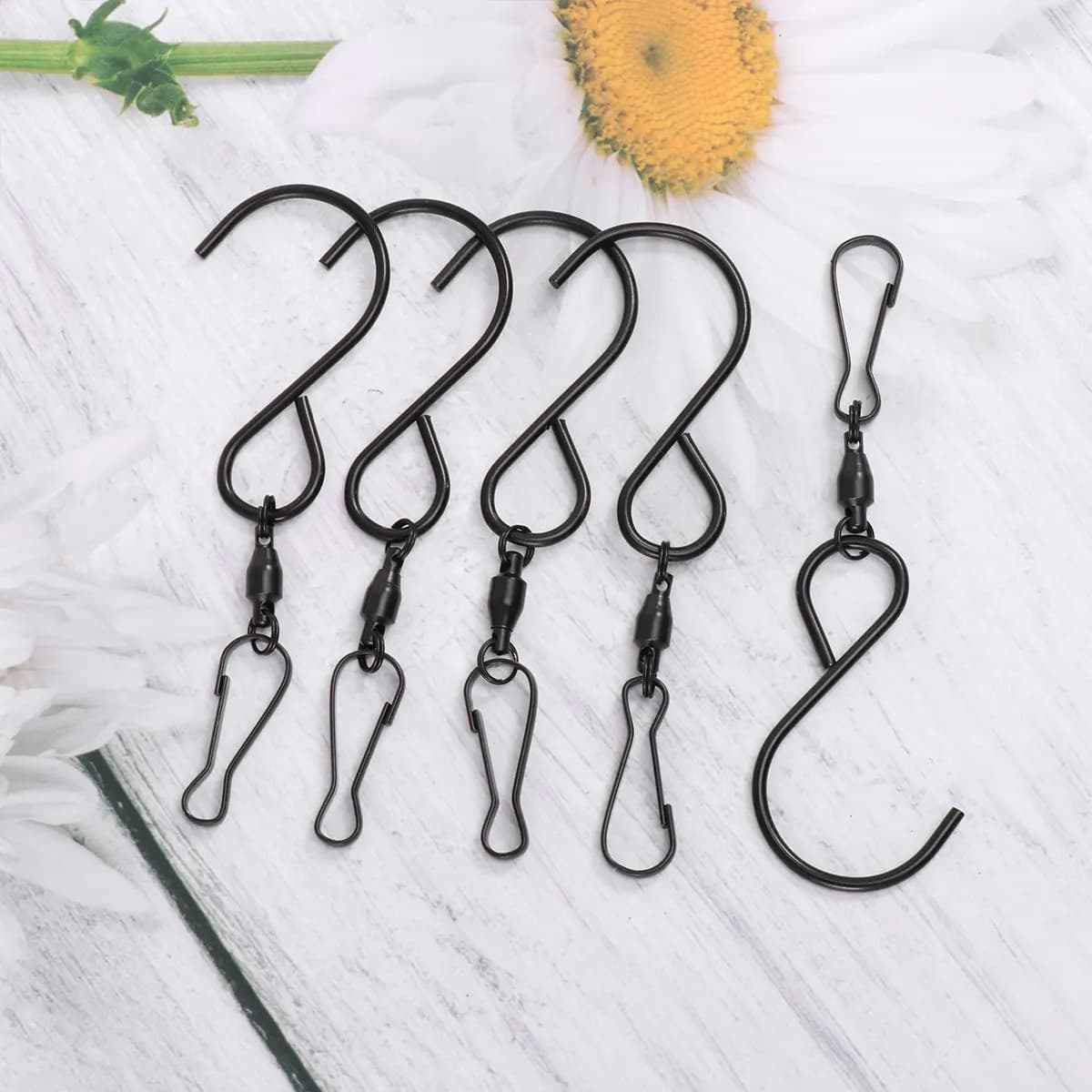 6Pcs Rotary Hooks Stainless Steel Heavy Duty 360 Degree Swivel for Wind Chimes Lanterns Bells Garden Decor Display Hangers