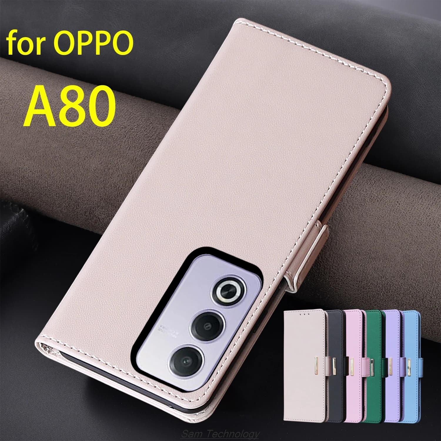 Custodia in pelle con fibbia magnetica per OPPO A80 5G Portafoglio globale RFID BLOCCO Flip Cover femminile Semplice Capa Fundas Coque