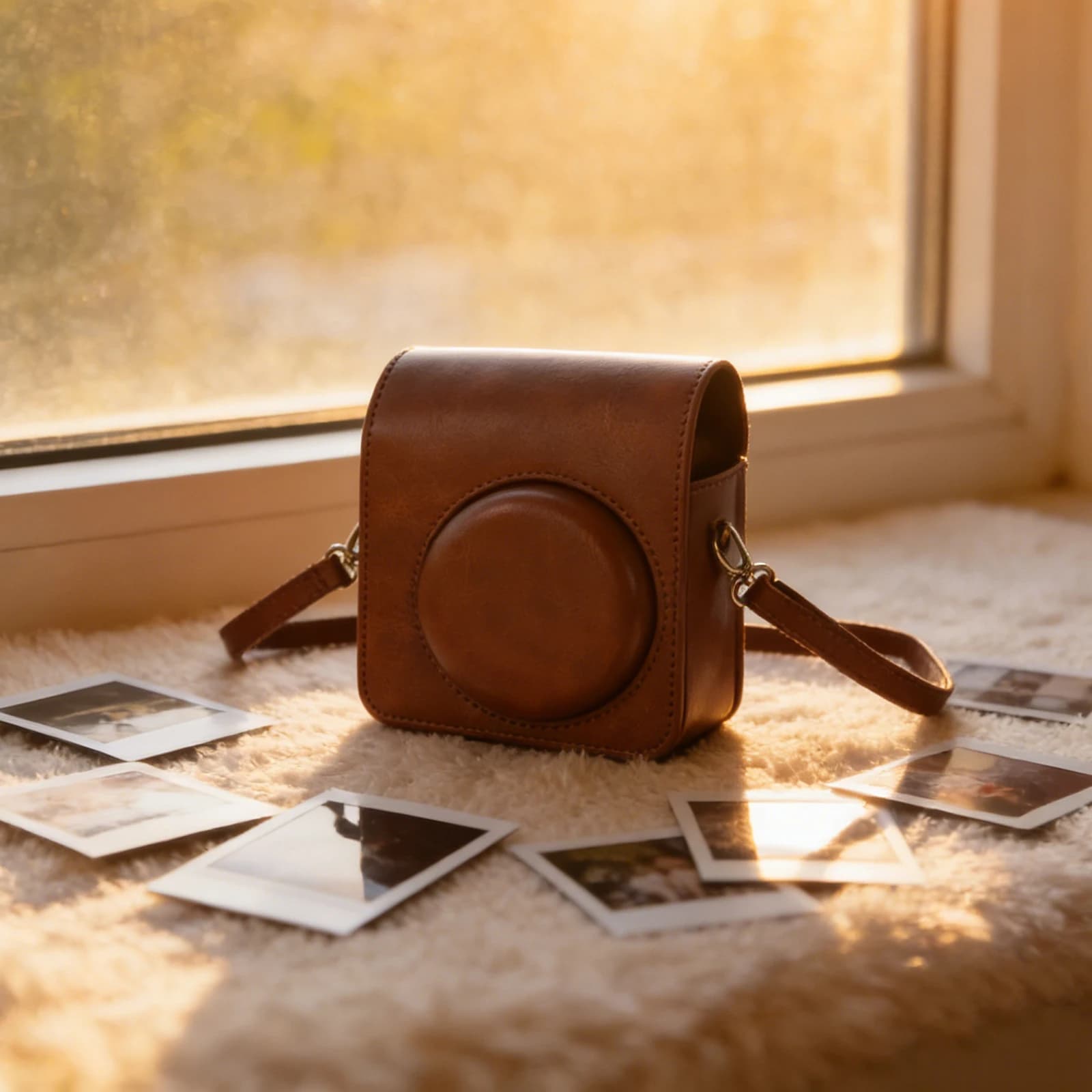 PU Material Camera Bag with Phone Stand and Car Mount Compatibility Perfect for Smartphone and Wireless Charger Use