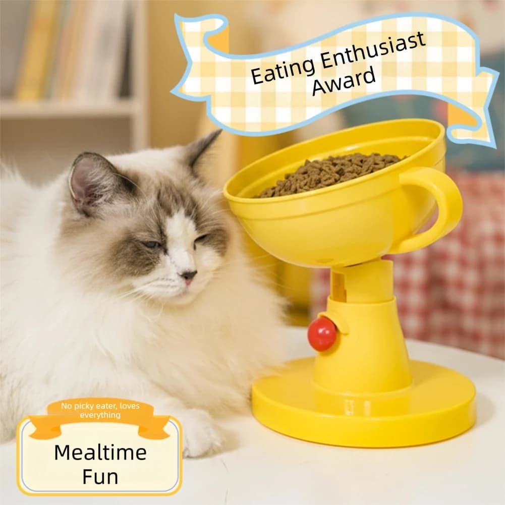 Ciotola per gatti a forma di trofeo Design di protezione del collo dell'alimentatore rialzato regolabile per uso alimentare Ciotola per acqua senza fuoriuscite Ciotola per animali domestici