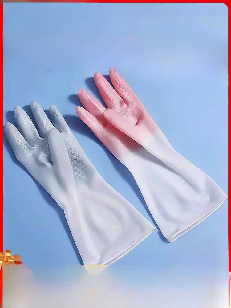 Guanti lunghi in plastica impermeabile per lavare i piatti e pulire la cucina, guanti in lattice resistenti per lavori domestici e lavanderia