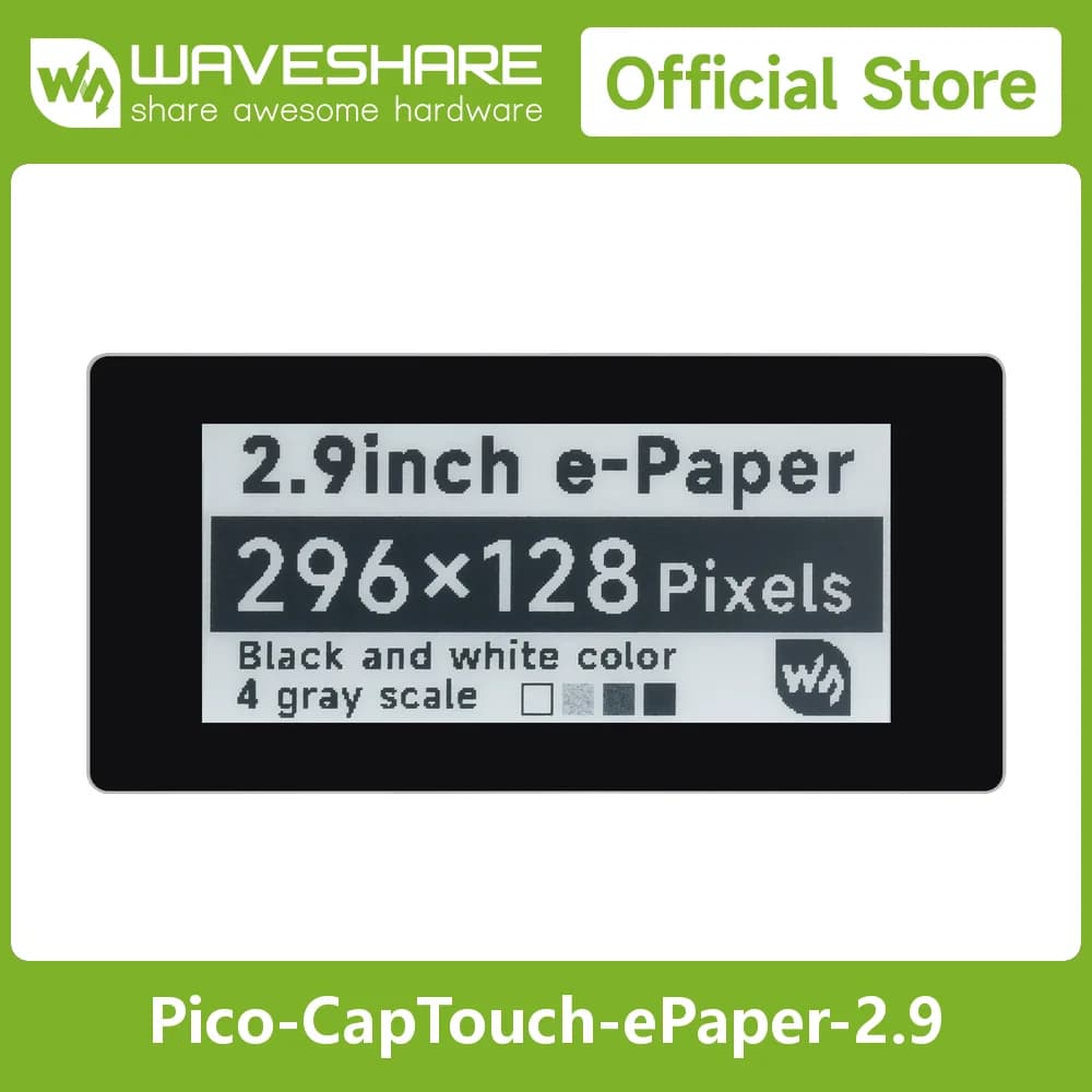 Waveshare 2.9inch Touch E-Paper Module For Raspberry Pi Pico, 296×128 Pixels, Black / White, SPI Interface