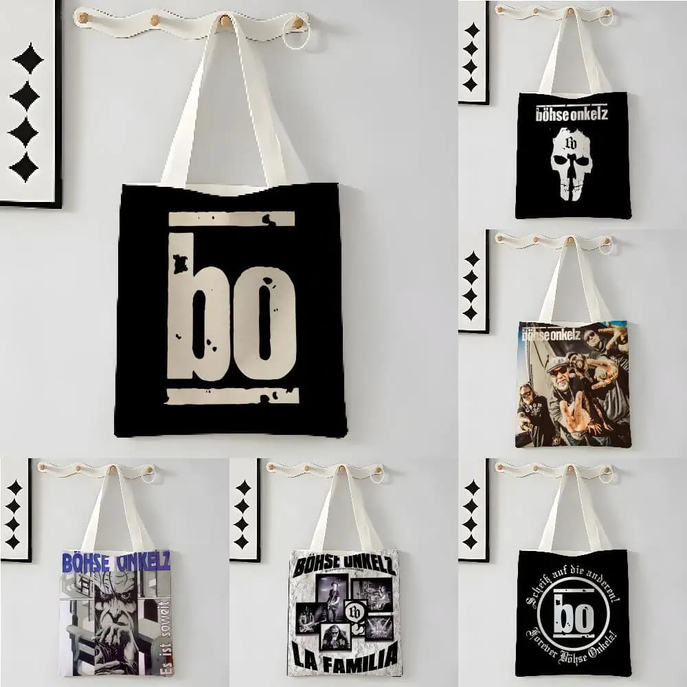 Music Is Life B-Bohse Onkelz Band Storage Bags Casual Portable Shoulder Bag Lightweight Shopping Bag Reusable Linen Bag