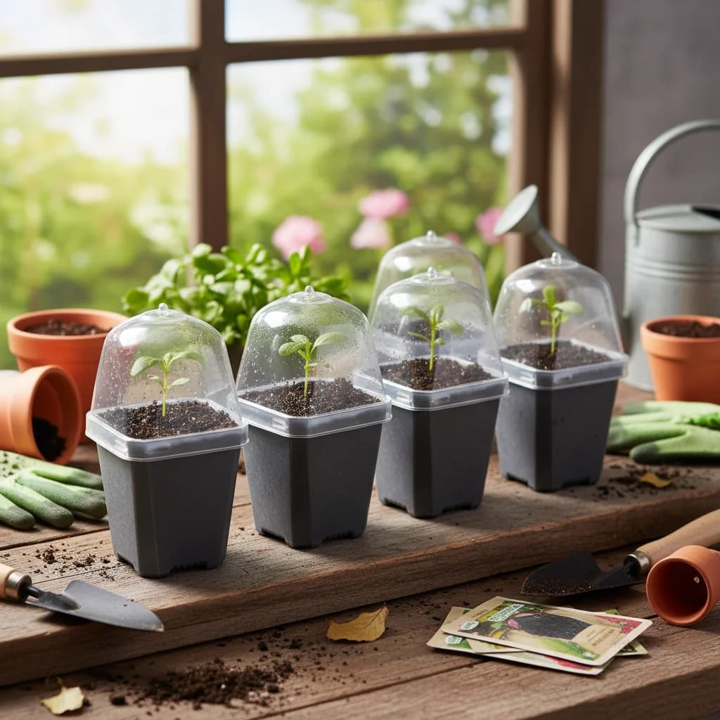 10 containers for seed germination with lid, for succulent plants, pots for feeding plants, containers for growing garden plants and flowers.