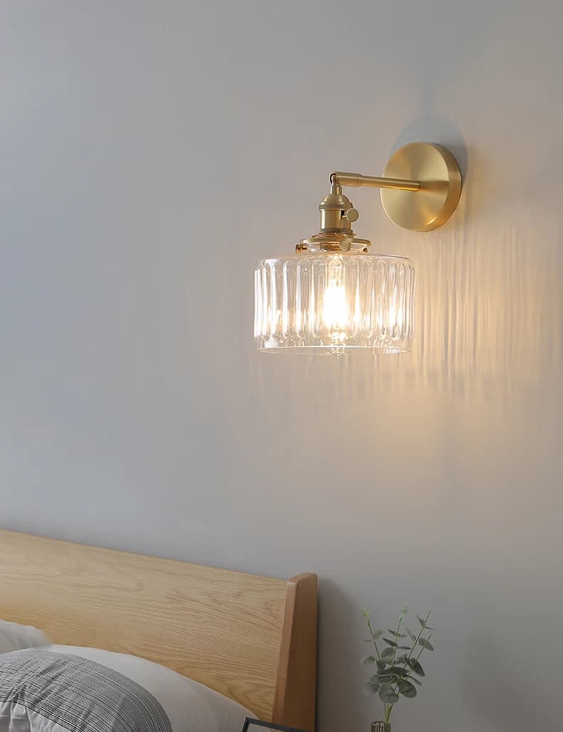 Lampada da parete nordica Lampada a LED Luminaria con interruttore rotante Soggiorno Camera da letto Illuminazione interna minimalista Lampade da parete Paralume Galss