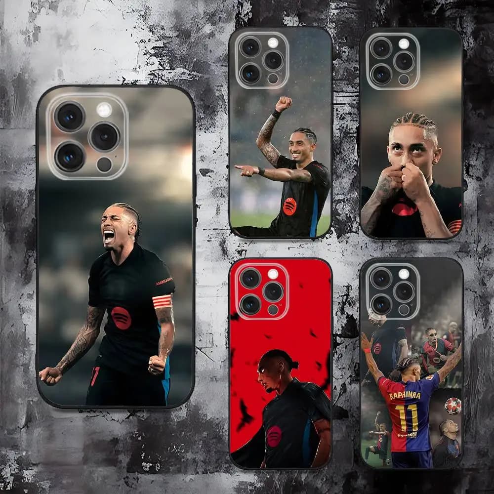 Custodia per telefono Brasile R-Raphinhas 11 Football per iPhone 16,15,14,13,12,11,Pro,Max,Plus,X,XS,SE,E,Mini, custodia morbida in silicone nero