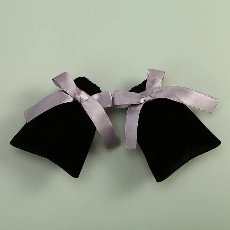1 pz buste per imballaggio di gioielli sfusi sacchetti con coulisse in nastro di velluto nero orecchini di lusso anelli collana braccialetto borse portaoggetti