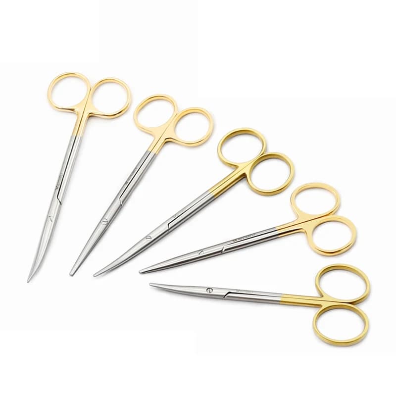 Forbici chirurgiche oftalmiche in acciaio inossidabile con manico in oro Strumento per chirurgia plastica cosmetica Strumento per doppia palpebra 12,5/14,16 cm