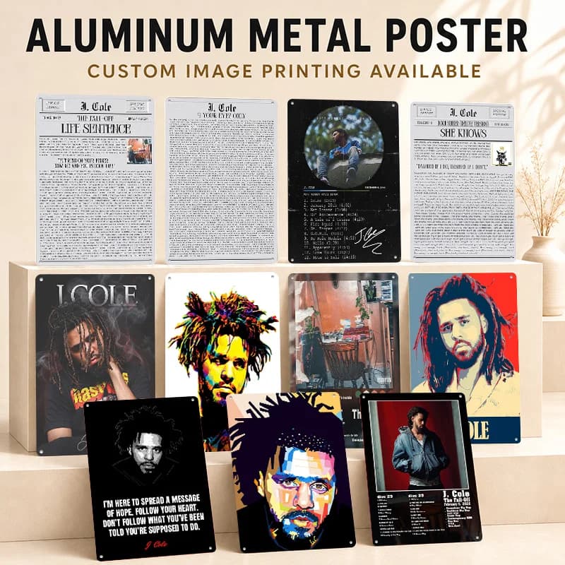 J. Cole Printed Posters Customized Metal Sign Rhythmic Pop Culture Design Wall Art For Living Room Music Corner And Loyal Fans