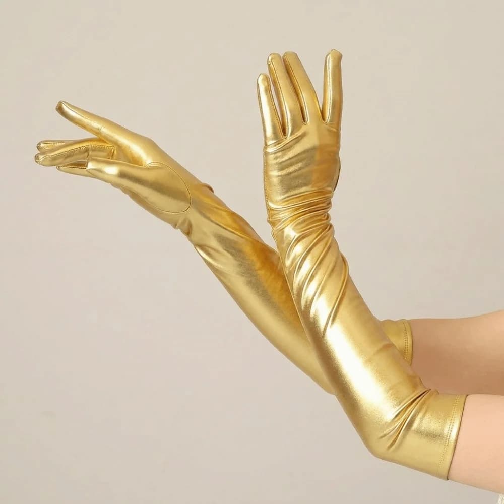Fashion Solid Color Patent Leather Gloves Skinny Punk Long Gloves Full Finger Hip Hop Etiquette Mittens Photography Props