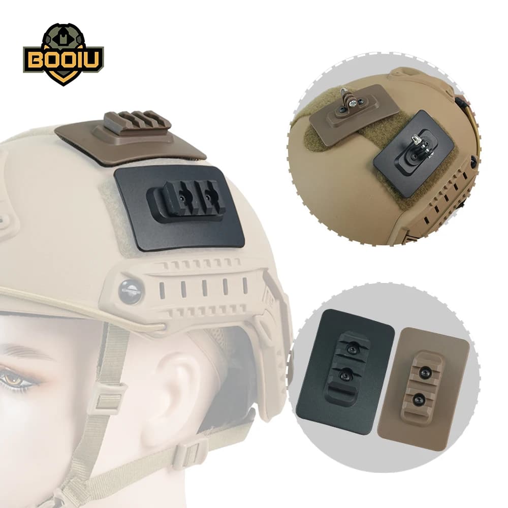 BOOIU Casco tattico Adattatore base in velcro Supporto fisso per casco veloce M-LOK GoPro Fotocamera o supporto Flash Clip Accessori per casco