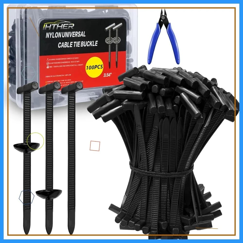 100 Fascette in Nylon Resistenti, Fascette Autobloccanti Resistenti ai Raggi UV per Riparazione Paraurti Auto, Organizzazione Casa e Giardino