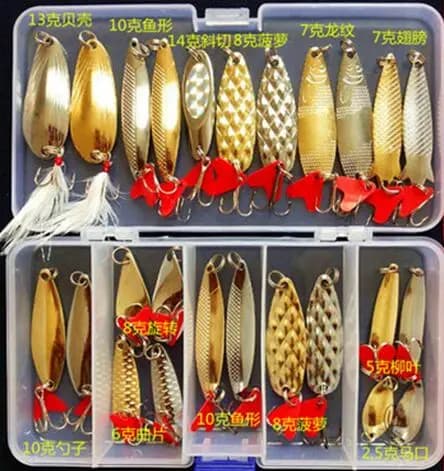 Kit di 25 Paillette per Pesca all'Aperto con Scatola Trasparente per Attrezzatura
