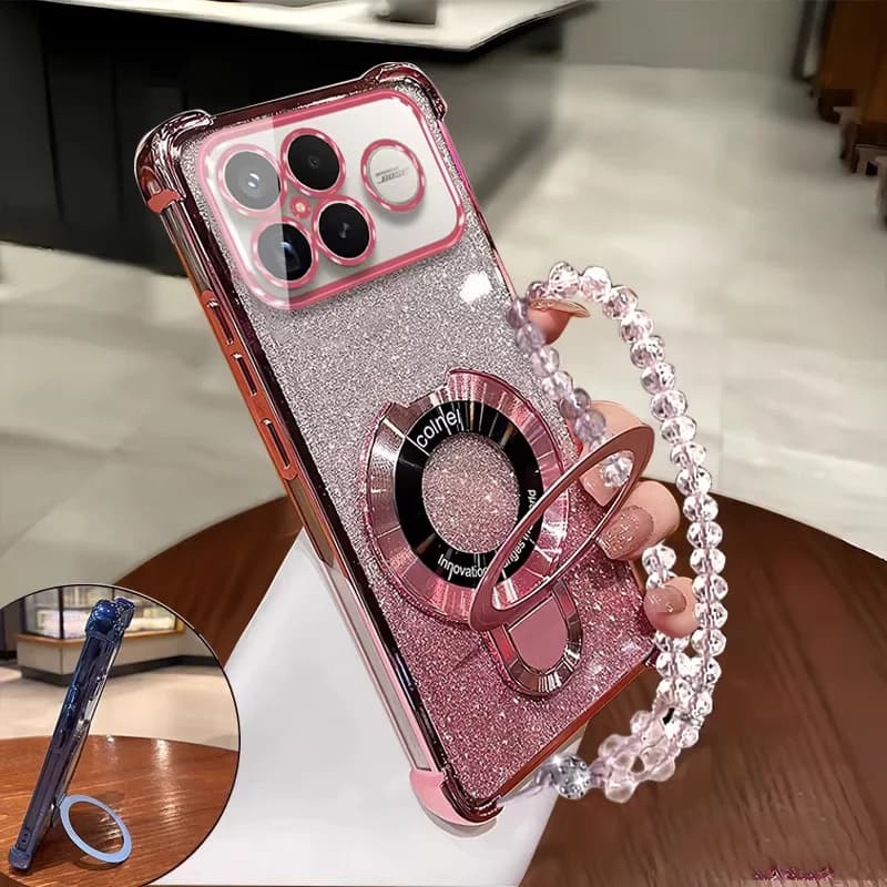 For Poco F8 Ultra Glitter Plating Shockproof Phone Case For Xiaomi Poco F8 Ultra PocoF8 Pro F8Pro Magnetic Holder Bracelet Cover