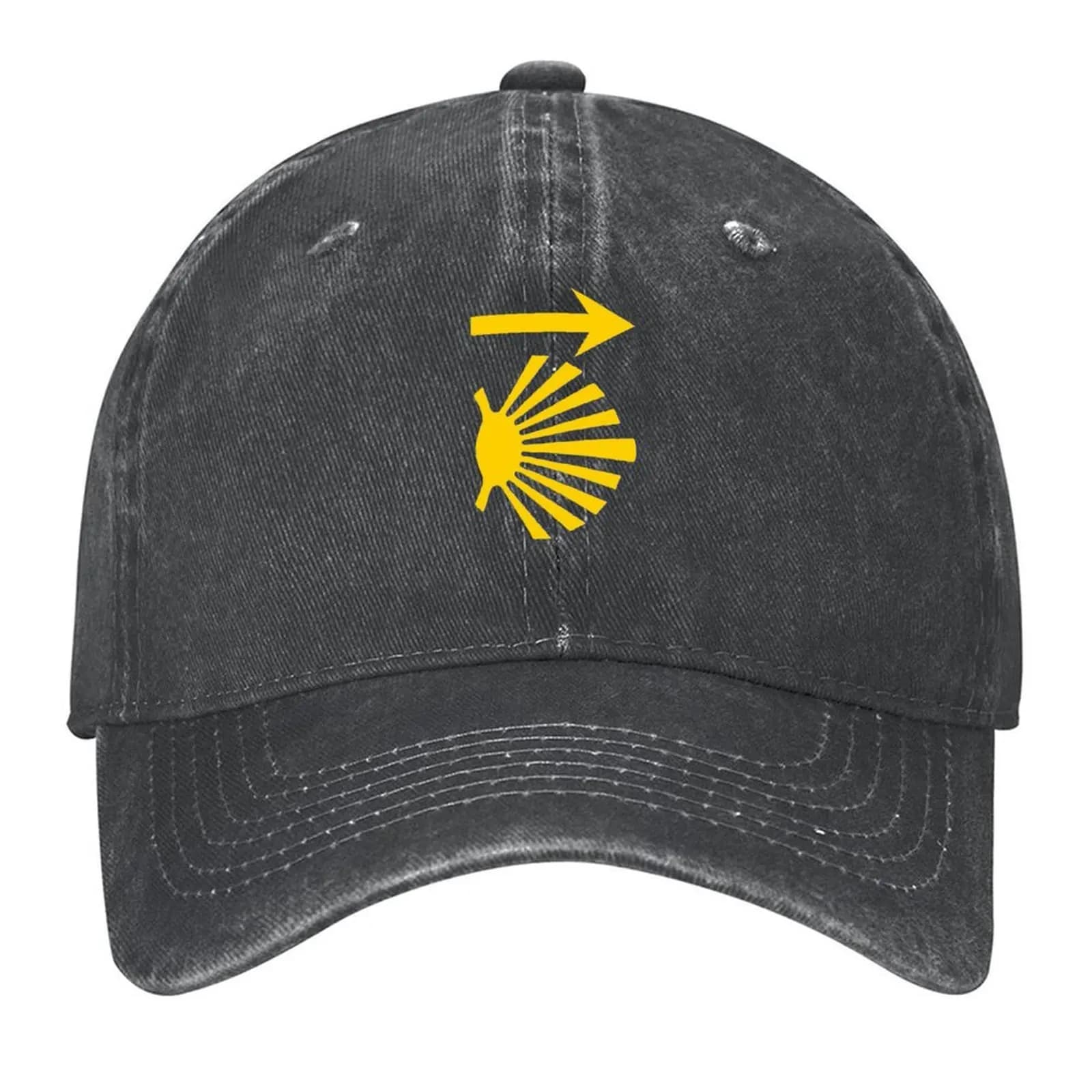 Camino de Santiago Simbolo Grande Capesante Giallo Conchiglia e Freccia Berretto da baseball Cappello maschile alla moda Abbigliamento da golf da donna da uomo