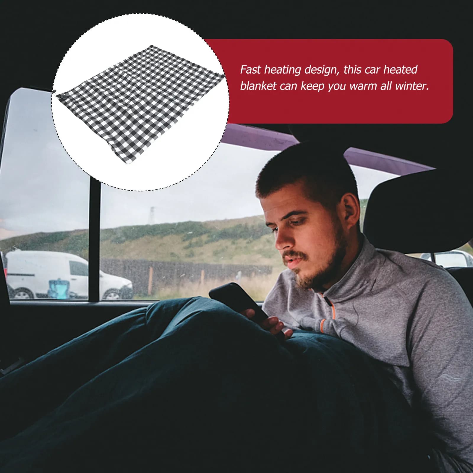Coperta Elettrica per Auto 12V, Coperta Riscaldante Morbida e Confortevole per Viaggi Invernali