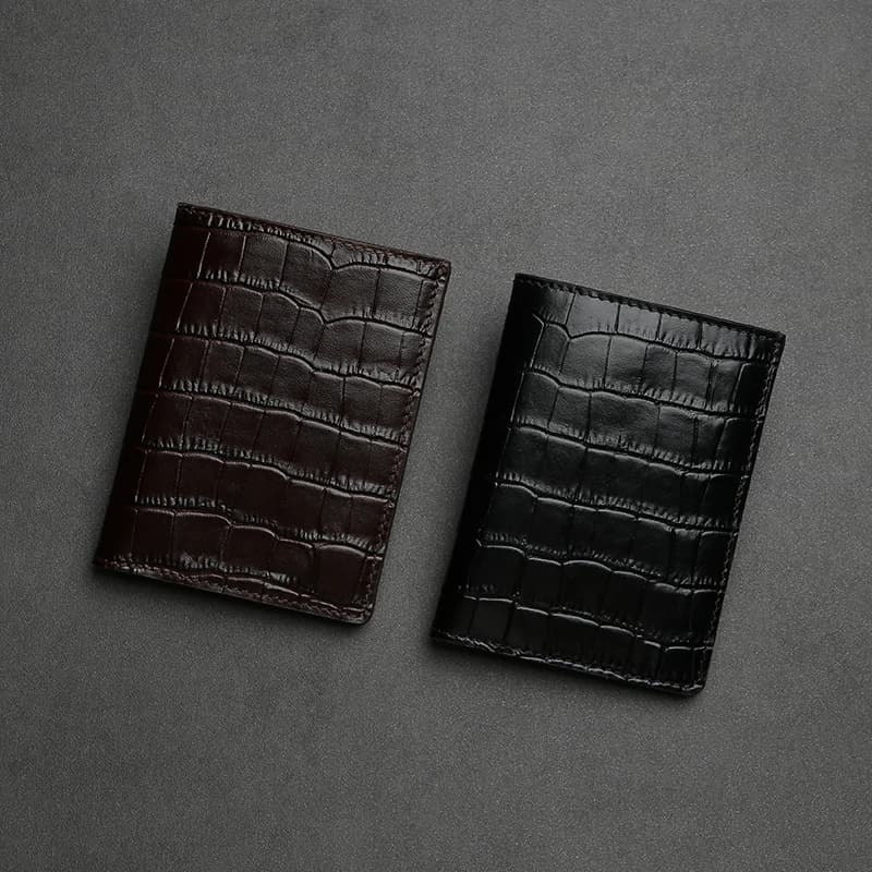 Portafoglio in pelle di lusso con nome personalizzato monogramma per uomo con motivo coccodrillo in rilievo con blocco RFID Dropship