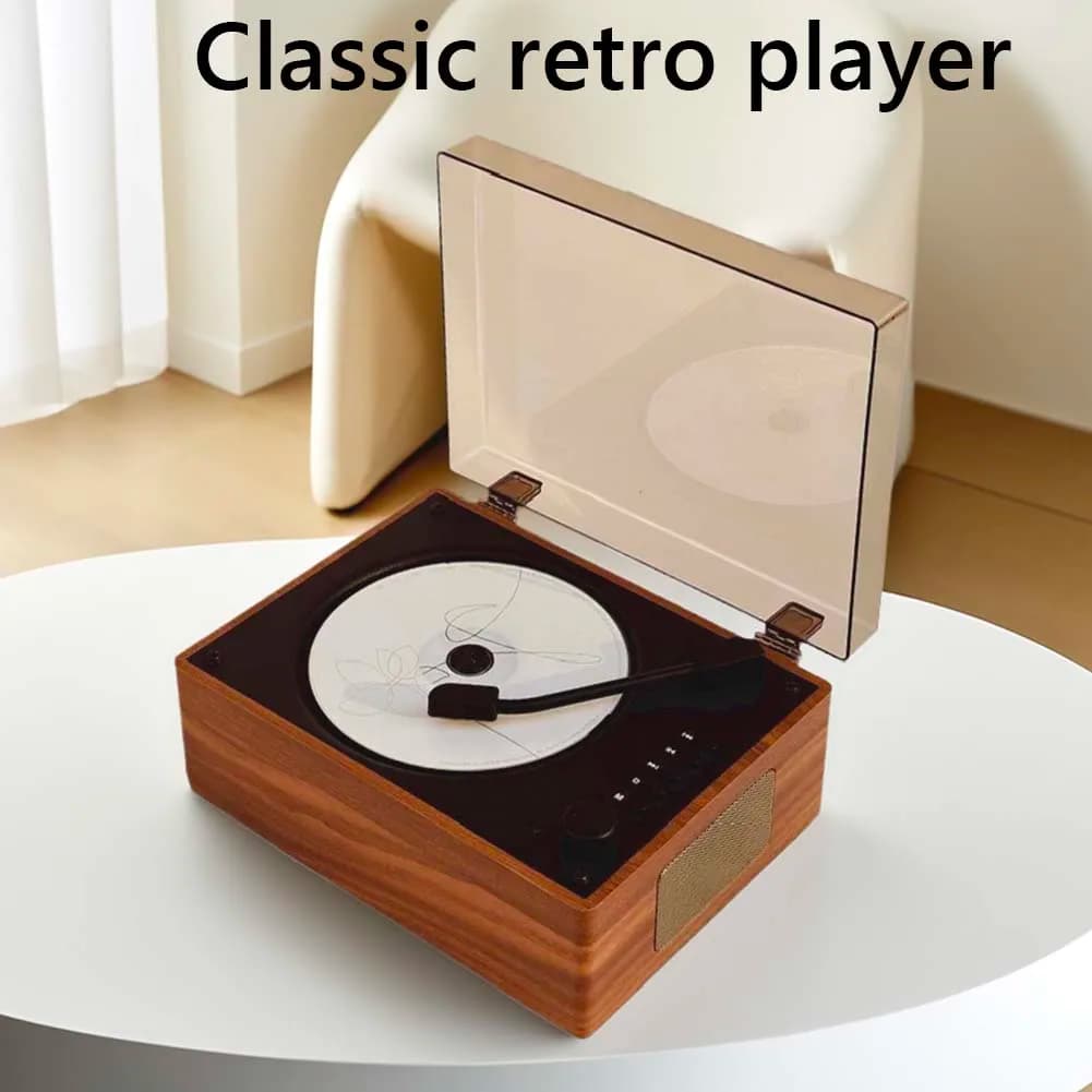 Lettore CD retrò Altoparlante Bluetooth wireless ricaricabile Lettore musicale domestico portatile Lettore CD desktop USB da 3,5 mm AUX con telecomando