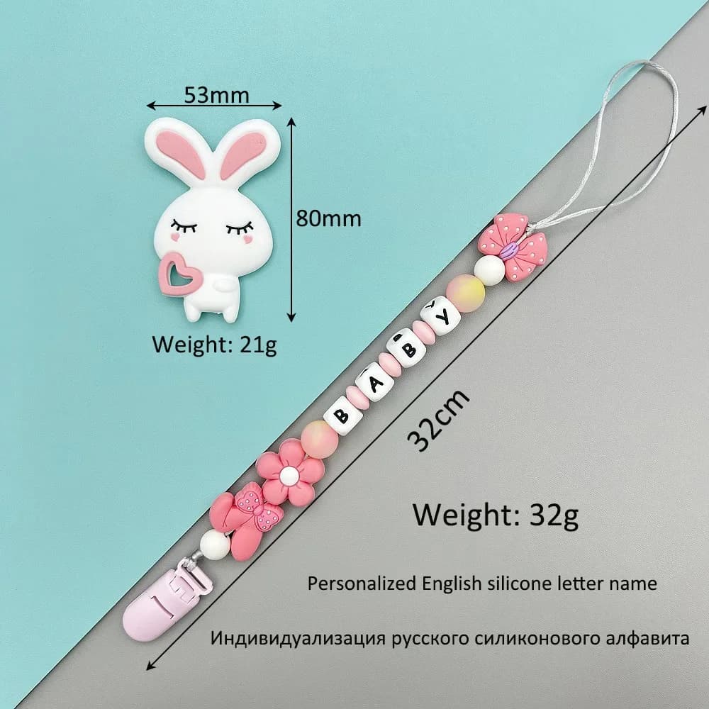 Catenelle Portaciuccio Personalizzate con Lettere e Nome, Perline Luminose in Silicone, Giocattoli Kawaii per Neonati